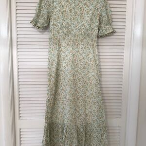 Green Floral Print Women's Dress